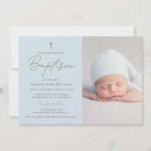 Baby Boy Foto Taufe Elegante Modernes Weihnachten Einladung