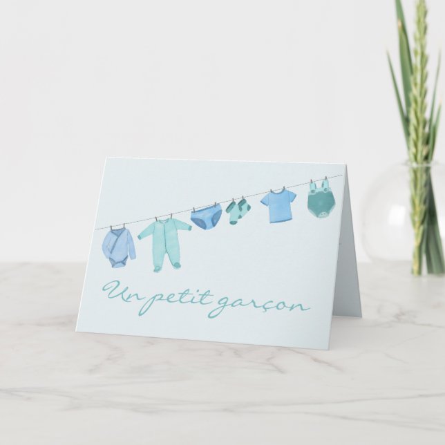 Baby Boy French Herzlichen Glückwunsch Karte (Vorderseite)