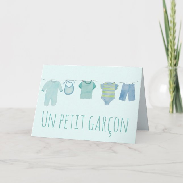 Baby Boy French Herzlichen Glückwunsch Karte (Vorderseite)