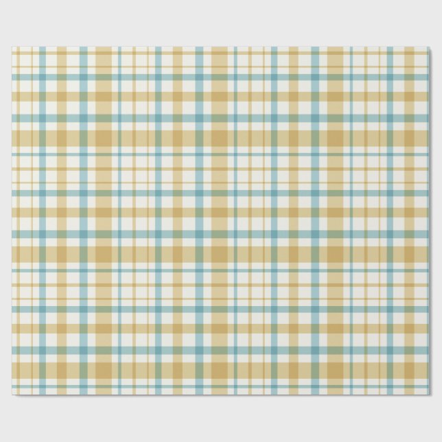 Baby Boy Gift Wrap | Blue Gingham Check Geschenkpapier (Flach)