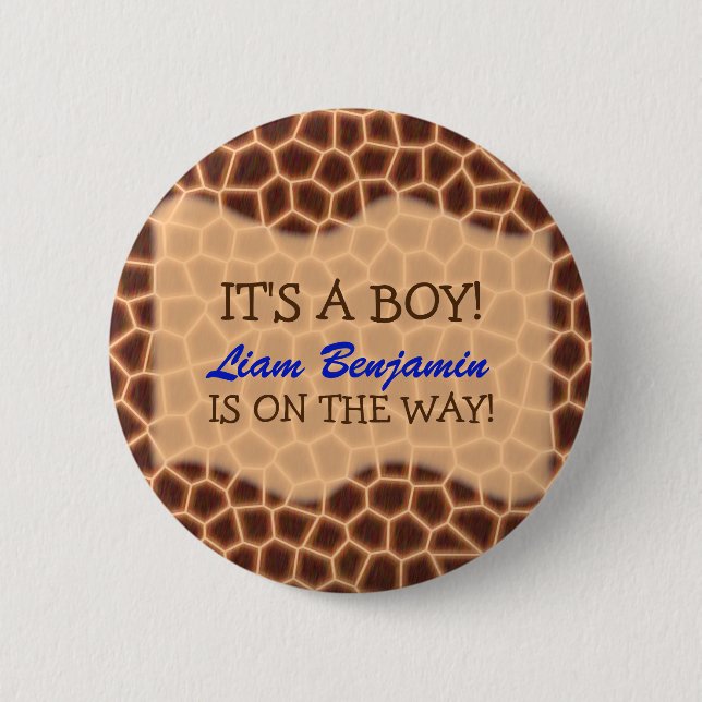 Baby Boy - Giraffe Themed Baby Dusche Button (Vorderseite)