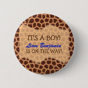 Baby Boy - Giraffe Themed Baby Dusche Button