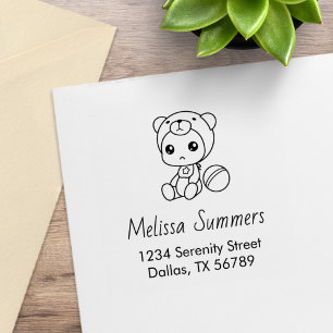 Baby Boy Girl Bear Jumpsuit Adresse Gummistempel