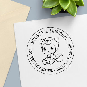 Baby Boy Girl Bear Jumpsuit Runde Adresse Permastempel