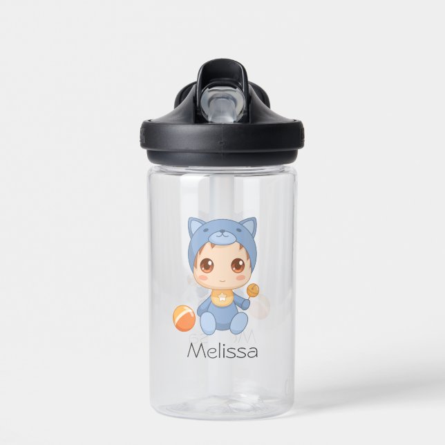 Baby Boy Girl Cat Jumpsuit Trinkflasche (Vorne)