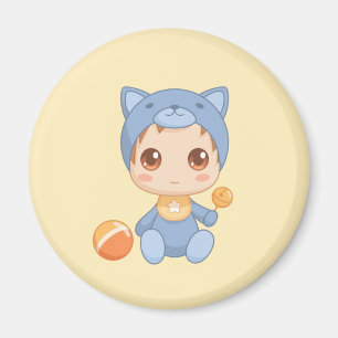 Baby Boy Girl Cat Jumpsuit Yellow Magnet