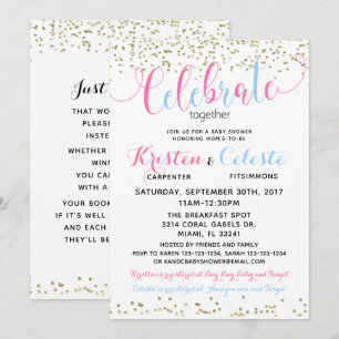 Baby Boy Girl Combined Joint Friends Baby Shower Einladung