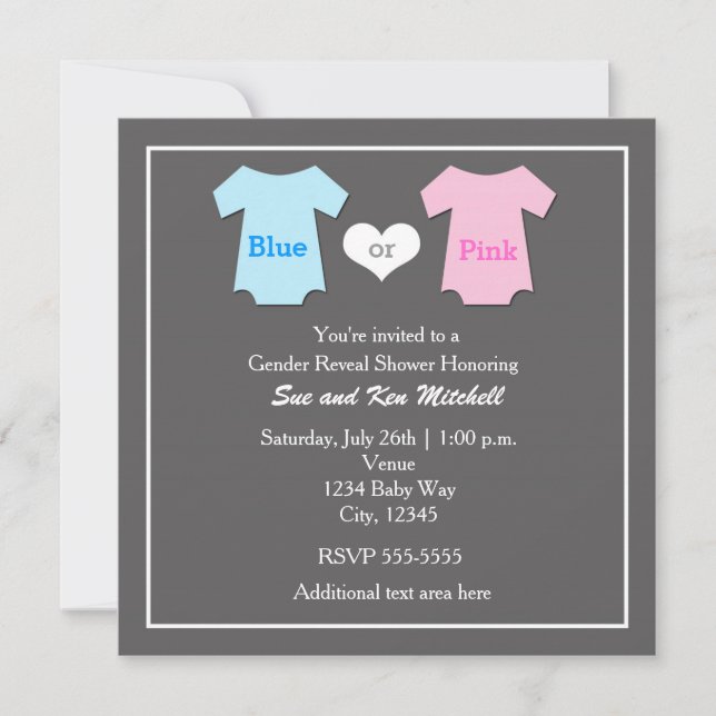 Baby Boy Girl Gender Reveal Dusche Einladung (Vorderseite)
