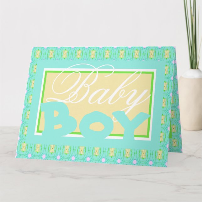 Baby Boy Gratulations Duschkarte Karte (Vorderseite)
