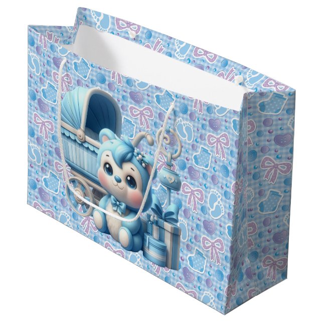 Baby Boy Große Geschenktüte (Vorderseite Schrägansicht)