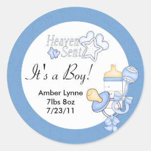 Baby Boy Heaven Sent individuell anpassbare Aufkle Runder Aufkleber