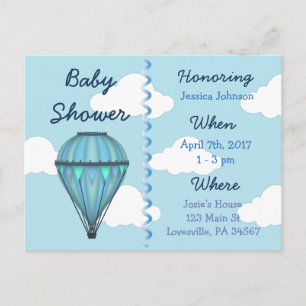 Baby Boy Hot Air Ballon Babydusche Einladung