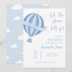 Baby Boy Hot Air Balloon Shower Invitation