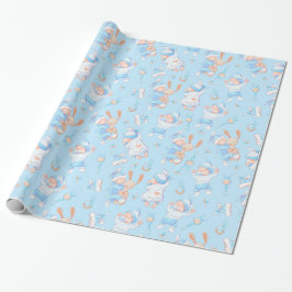 Baby Boy Hugging Bunny I Liebe Mama Herz Geschenkpapier