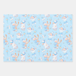 Baby Boy Hugging Bunny I Liebe Mama Herz Geschenkpapier Set