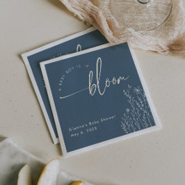 Baby Boy in Bloom - Dusty Blue Baby Shower Napkin Serviette