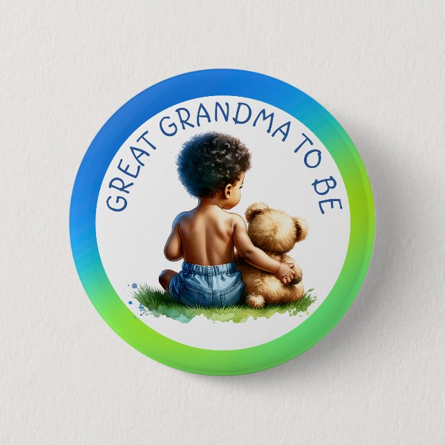 Baby Boy in Farbe Oma zu Baby Dusche Button (Vorderseite)