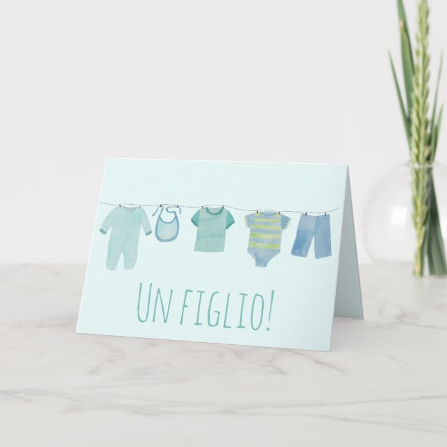Baby Boy Italian Gratulationen Karte (Vorderseite)
