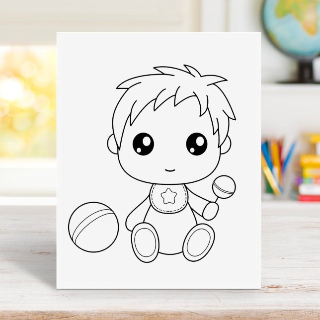 Baby Boy Jumpsuit Coloring Page Gummistempel (Von Creator hochgeladen)
