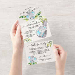 Baby Boy Jungle Elephant Baby Dusche All In One Einladung