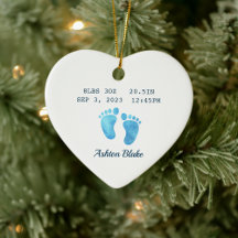 Baby Boy Keepsaké Nouveau-né Statistiques Ornement