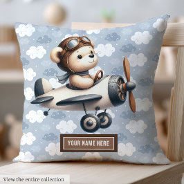 Baby Boy Kinderzimmer Blue Brown Teddy Bear Kissen