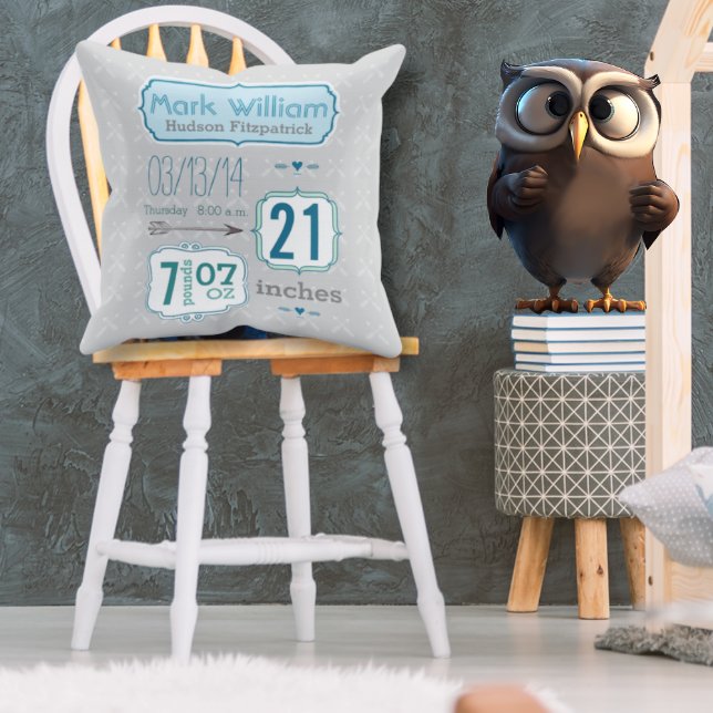 Baby Boy Kinderzimmer Room Baby Stats Arrow Muster Kissen (Von Creator hochgeladen)