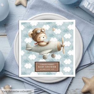 Baby Boy Kinderzimmer Themed Teddy Bären Pilot Nap Serviette