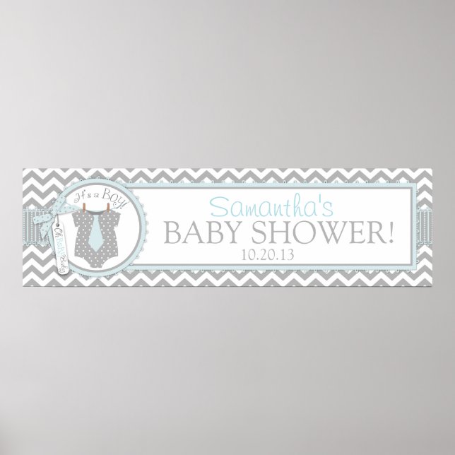 Baby Boy Krawatte Zickzack Print Baby Duschbanner Poster (Vorne)