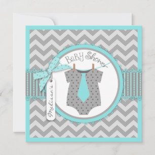Baby Boy Krawatte Zickzack Print Baby Dusche Einladung