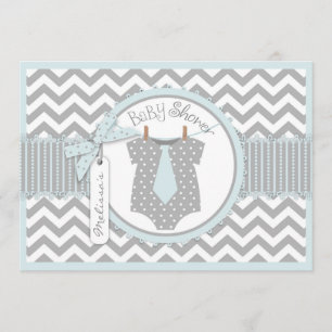 Baby Boy Krawatte Zickzack Print Baby Dusche Einladung