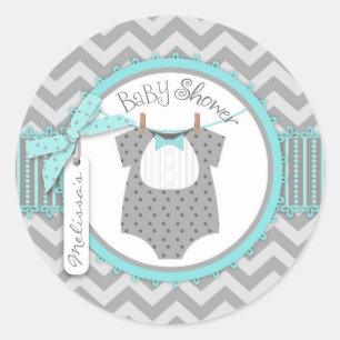 Baby Boy Krawatte Zickzack Print Baby Dusche Runder Aufkleber