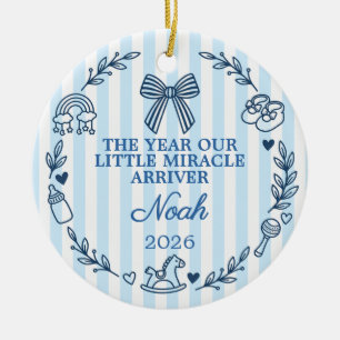 Baby Boy Little Miracle Name & Jahr Keramik Ornament