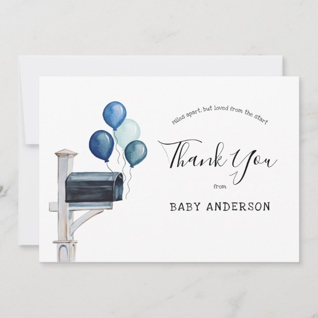 Baby Boy Long Distance Douche Carte de remerciemen (Devant)