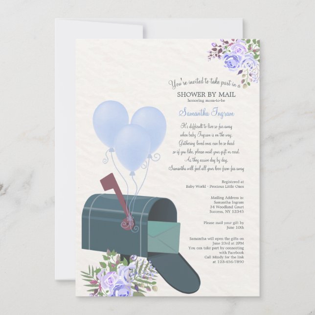 Baby Boy Long Distance Shower Invitation (Devant)