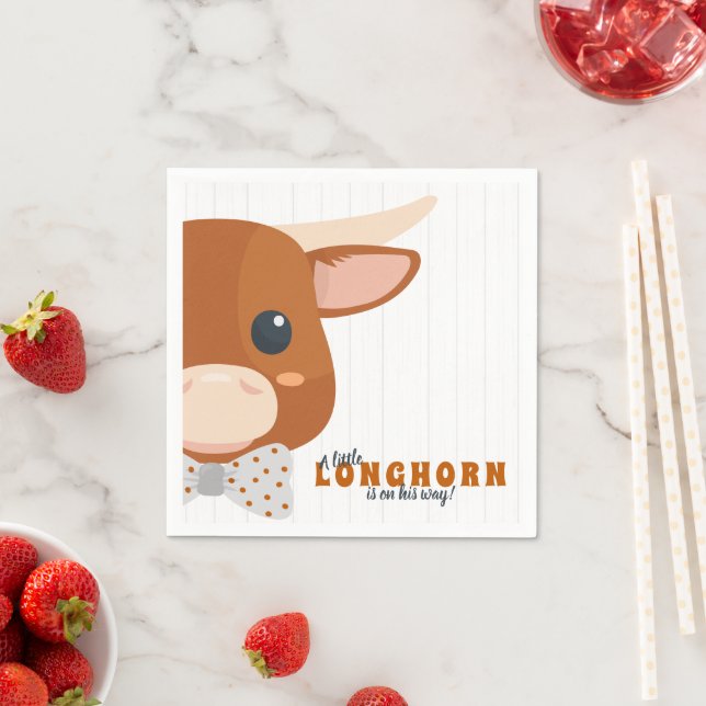 Baby Boy Longhorn Burnt Orange Babydusche Serviette (Beispiel)