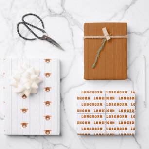 Baby Boy Longhorn Burnt Orange Geschenkpapier Set