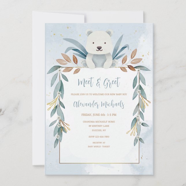 Baby Boy Meet und Greet Einladung (Vorderseite)