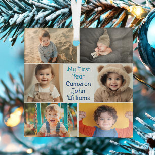 Baby Boy Mein 1. Jahr FotoCollage Weihnachten Ornament Aus Glas