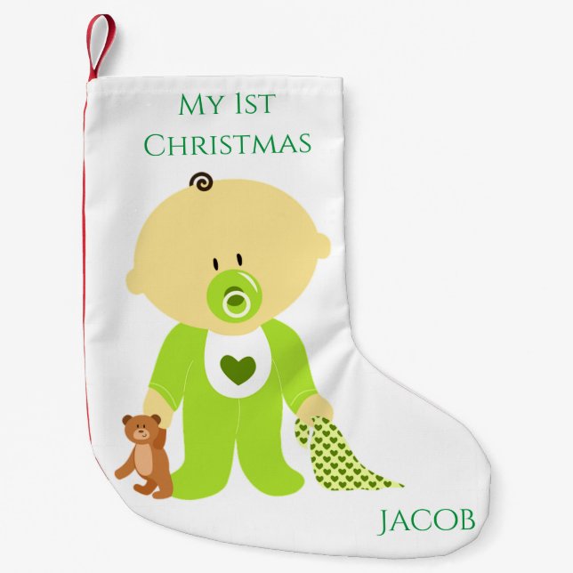 Baby Boy Mein 1. Weihnachtsfest Strumpf Personalis Kleiner Weihnachtsstrumpf (Vorderseite)
