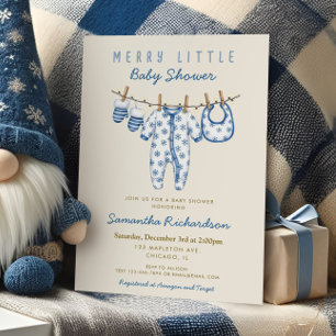 Baby Boy Merry Little Weihnachten Kleidungsshower Einladung