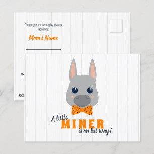 Baby Boy Miners Orange Baby shower Invitation Post