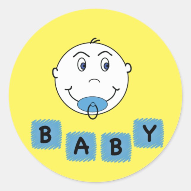 Baby Boy mit Binky Runder Aufkleber (Vorderseite)
