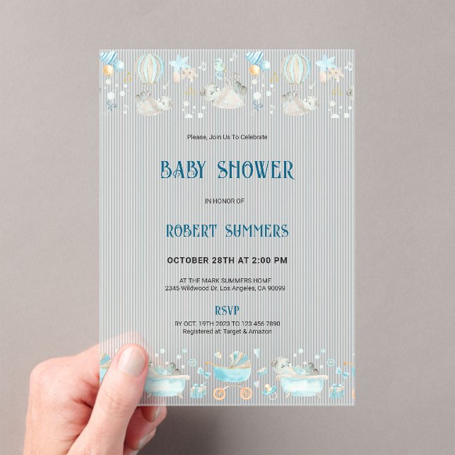 Baby Boy Modern Shower Invitation (In situ (ordinateur de poche))