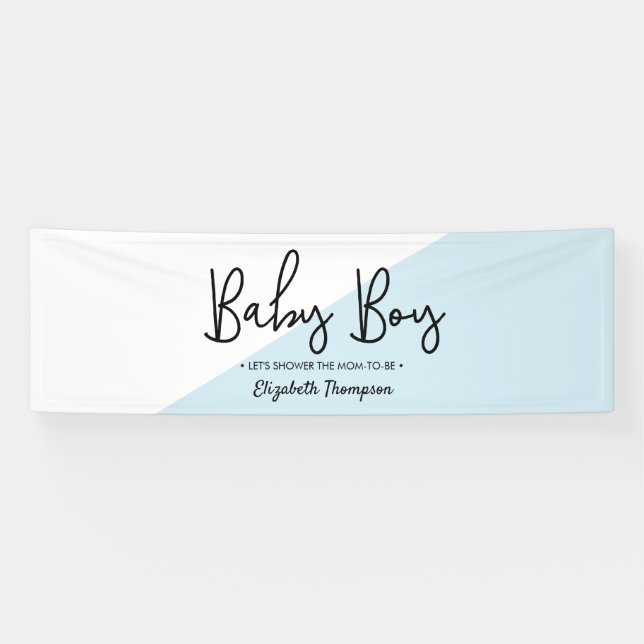 Baby Boy Moderne Diagonal Baby Dusche Banner (Horizontal)