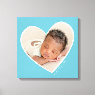 BABY BOY Modernes Foto-Lagen-Herzrahmen Aqua Can Leinwanddruck