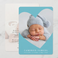 BABY BOY Modernes Foto niedlicher Herzrahmen Aqua 
