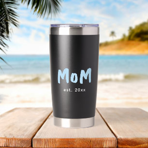 Baby Boy Mom Established Blaue Typografie Thermobecher