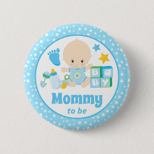 Baby Boy Mommy to Be Blaue Sterne Button