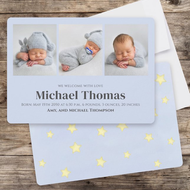 Baby Boy Multi Foto Template Blue Stars (Von Creator hochgeladen)